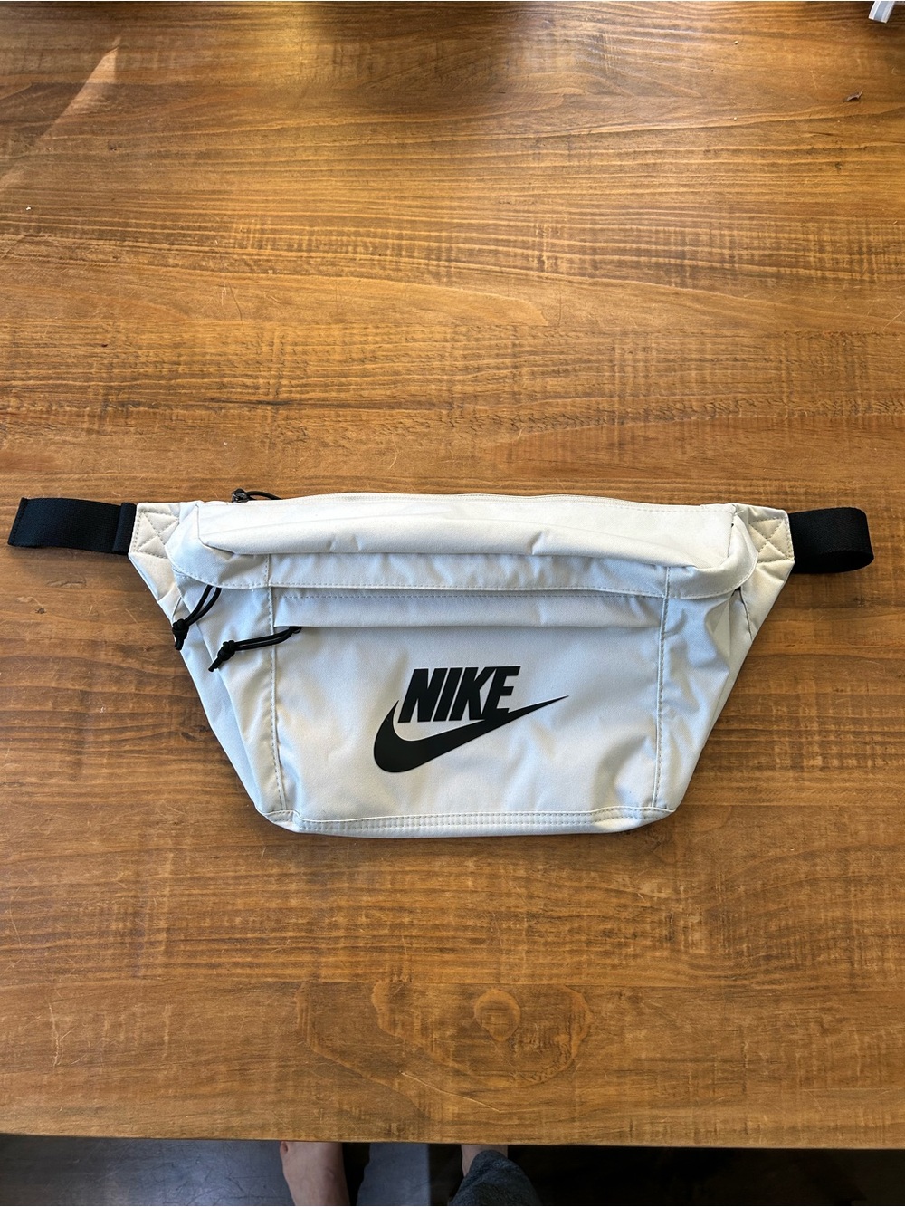 Nike White Crossbody Waist Pack with Black Swoosh